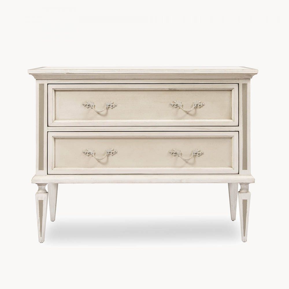 two drawer antique chest with whitewashed wood