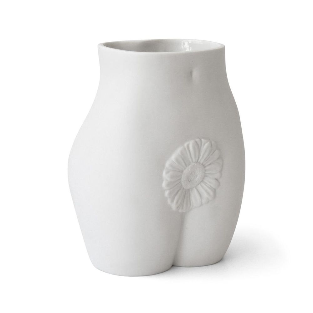 A luxurious white porcelain vase inspired by the human form