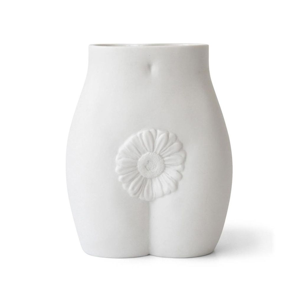 A luxurious white porcelain vase inspired by the human form
