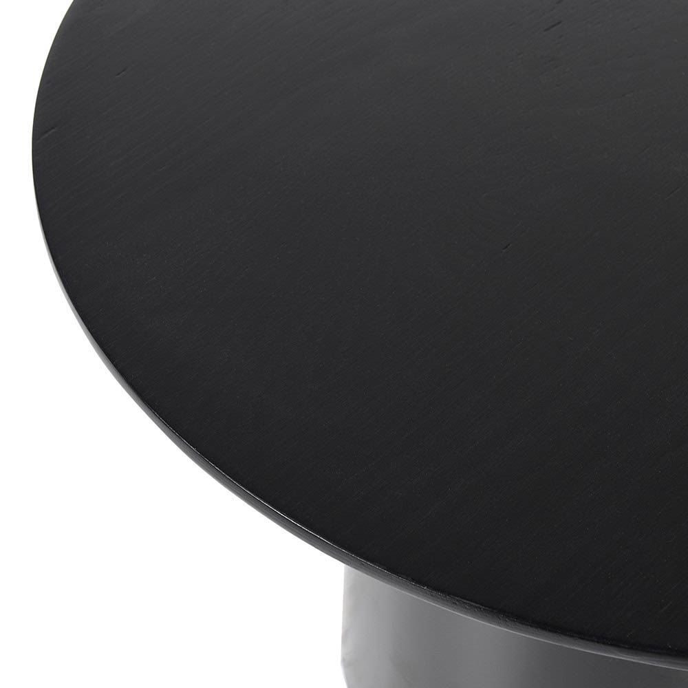 A sophisticated set of side tables with a round and black finish 