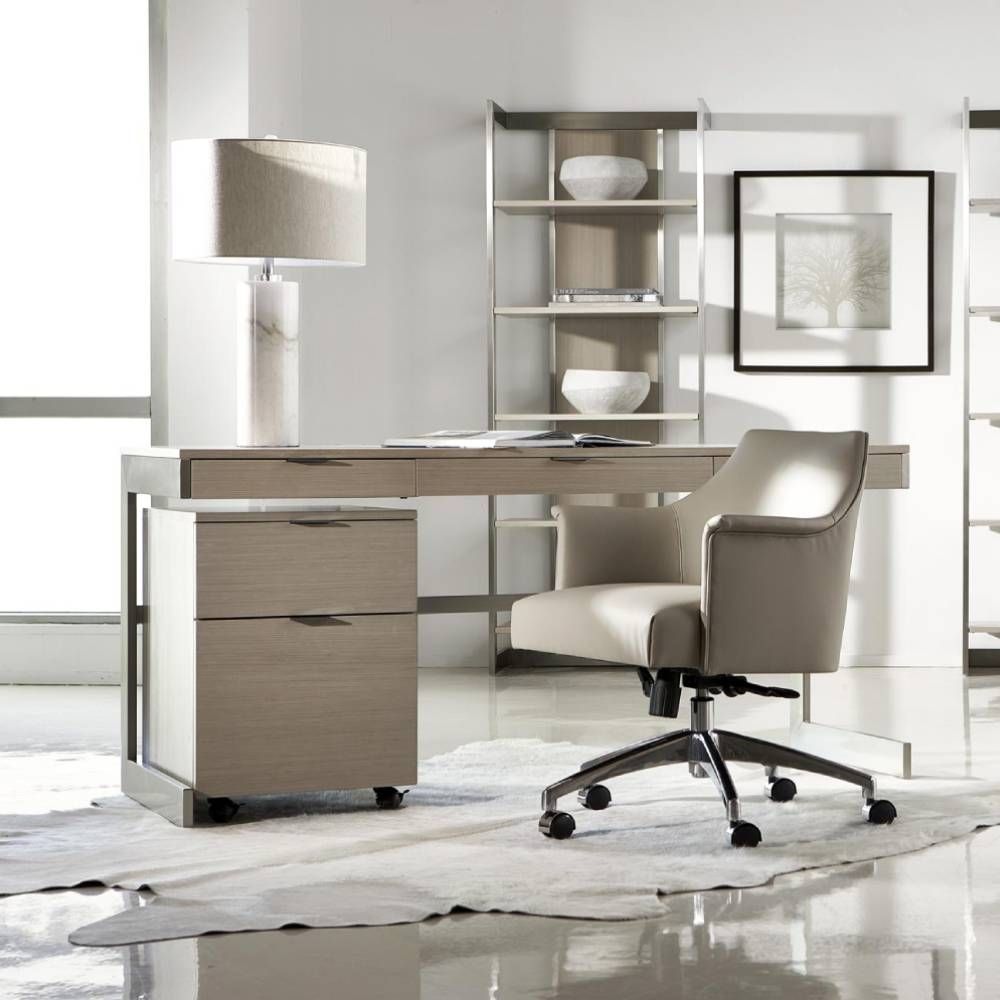 A luxury file cabinet by Bernhardt with two drawers and casters