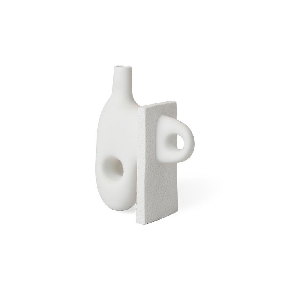 Matte porcelain decorative sculpture with smooth and rough texture