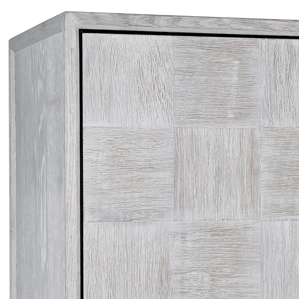 Contemporary white cotton canvas 2 door bar cabinet made from oak veneer