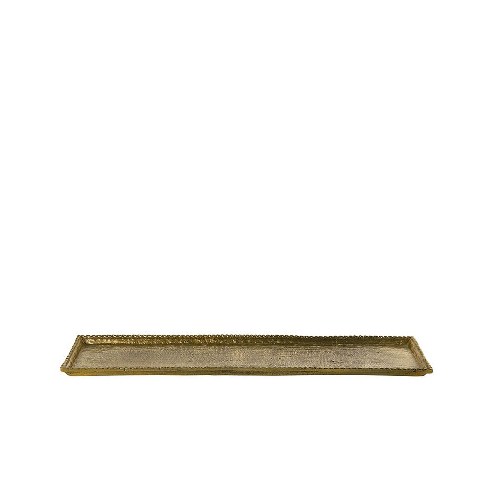 set of two brass trays  with woven-illusion edges