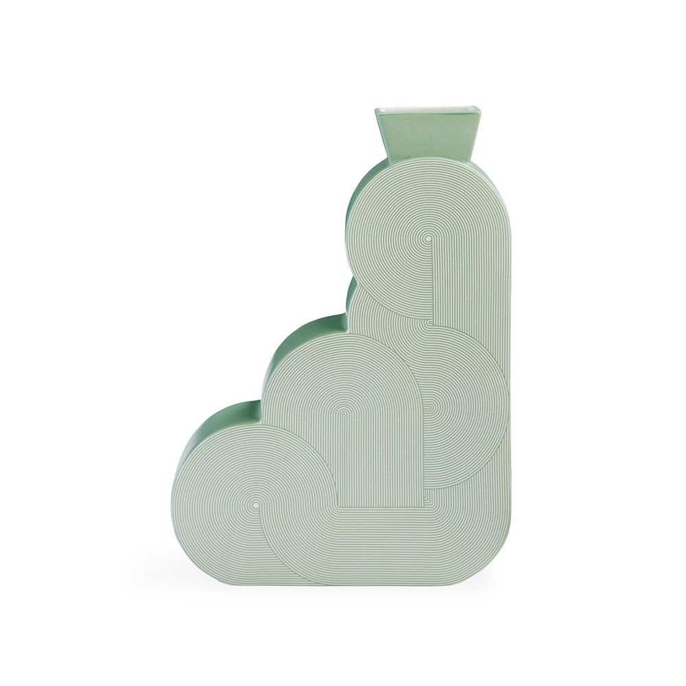 Green retro porcelain vase with satin matte finish