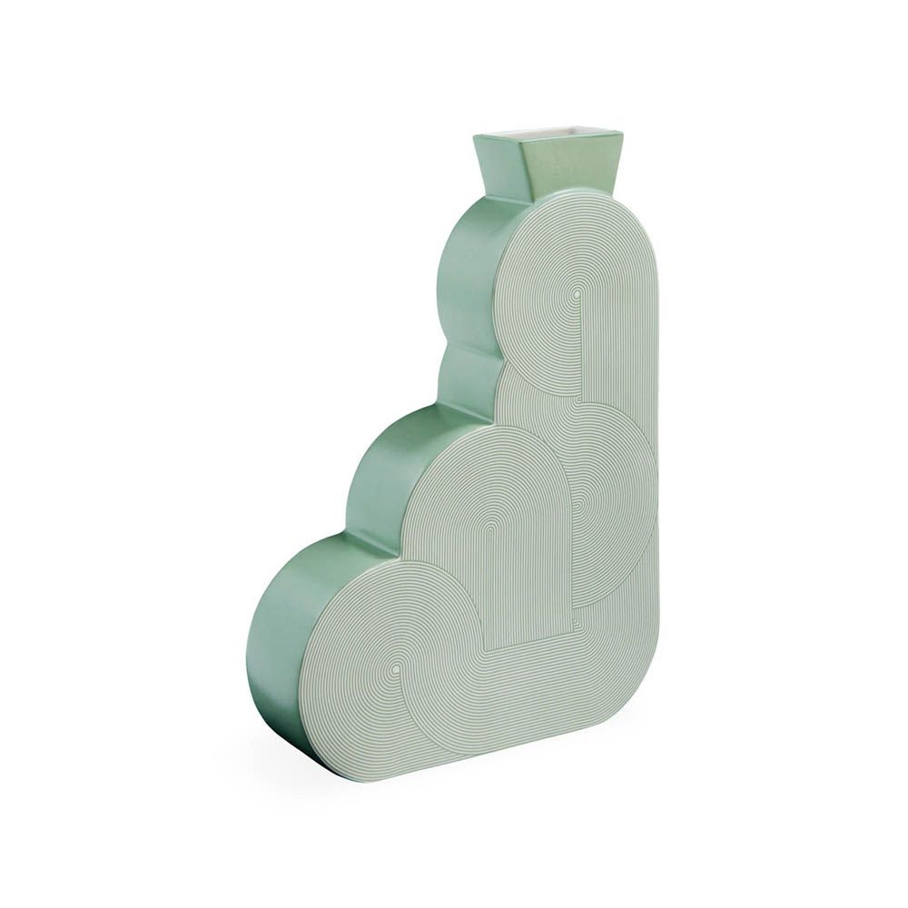 Green retro Porcelain vase with satin matte finish
