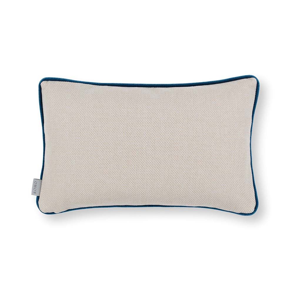 A rectangular outdoor cushion in a bright striped velvet fabric.