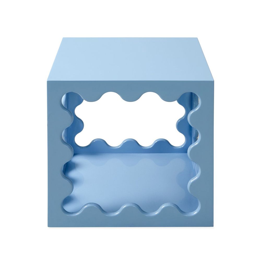 Jonathan Adler high-gloss light blue ripple cube