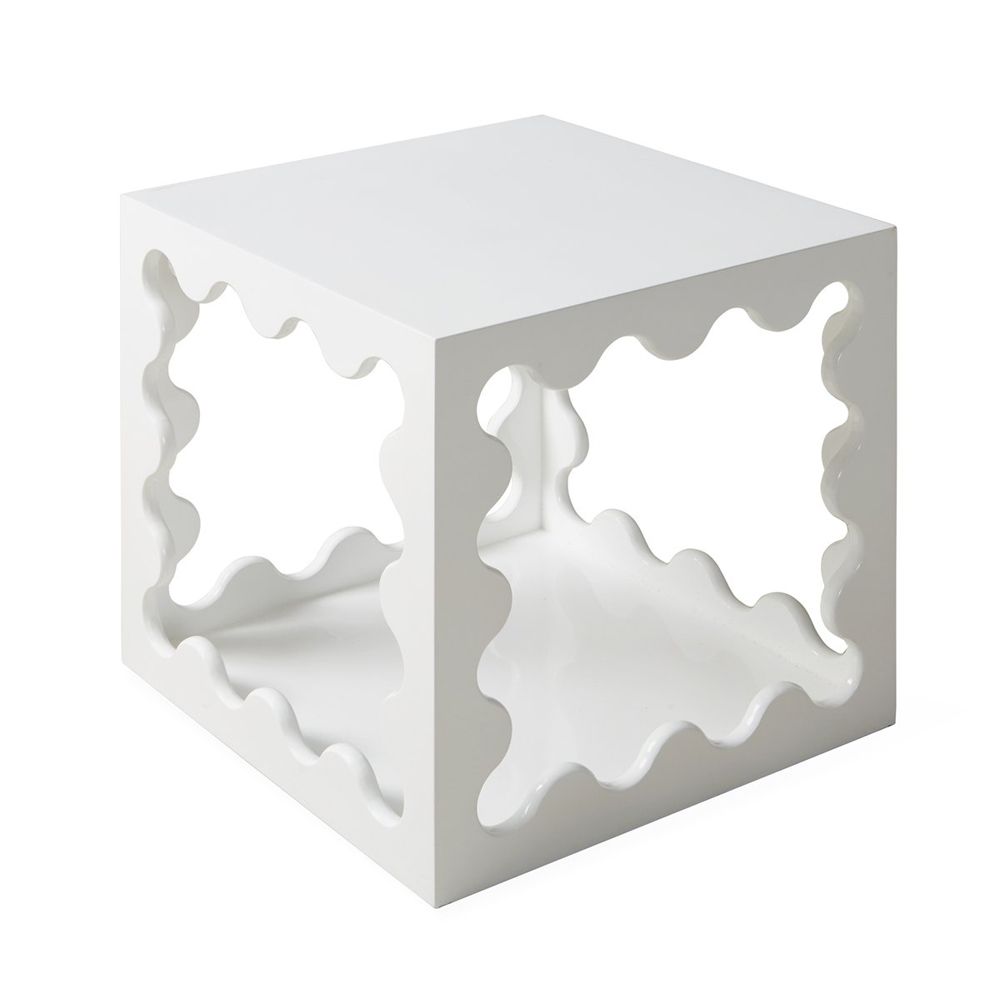 Jonathan Adler white ripple lacquer cube