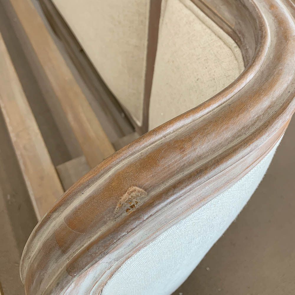 Washed wood finish with a minor mark