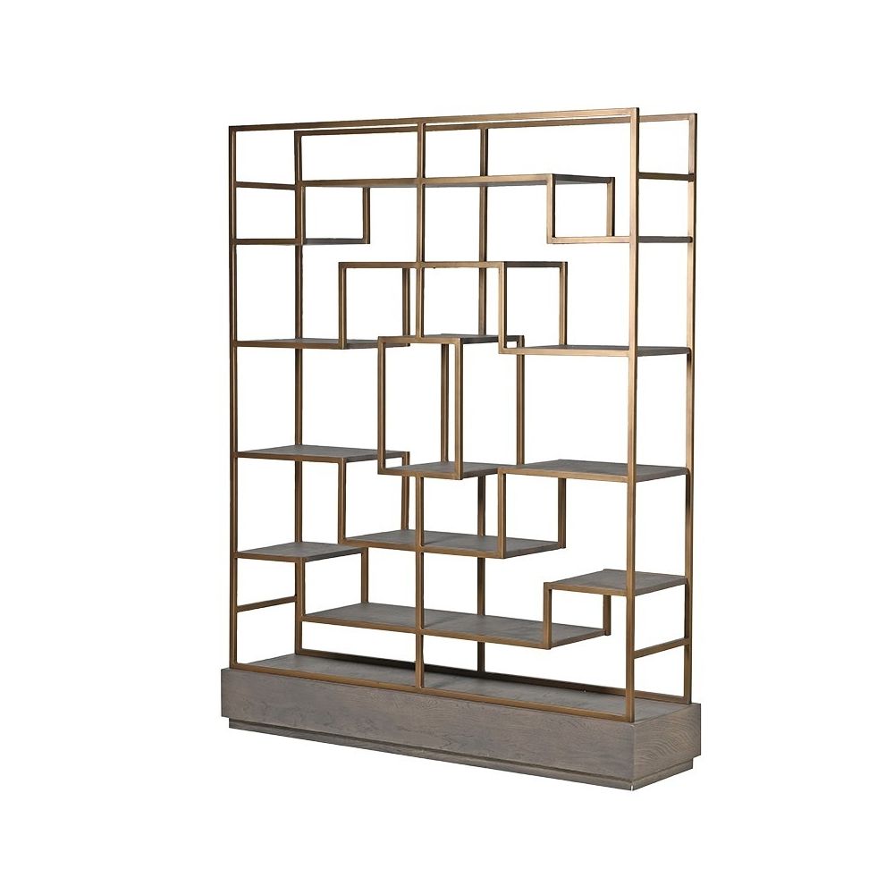 grey and gold large shelving unit