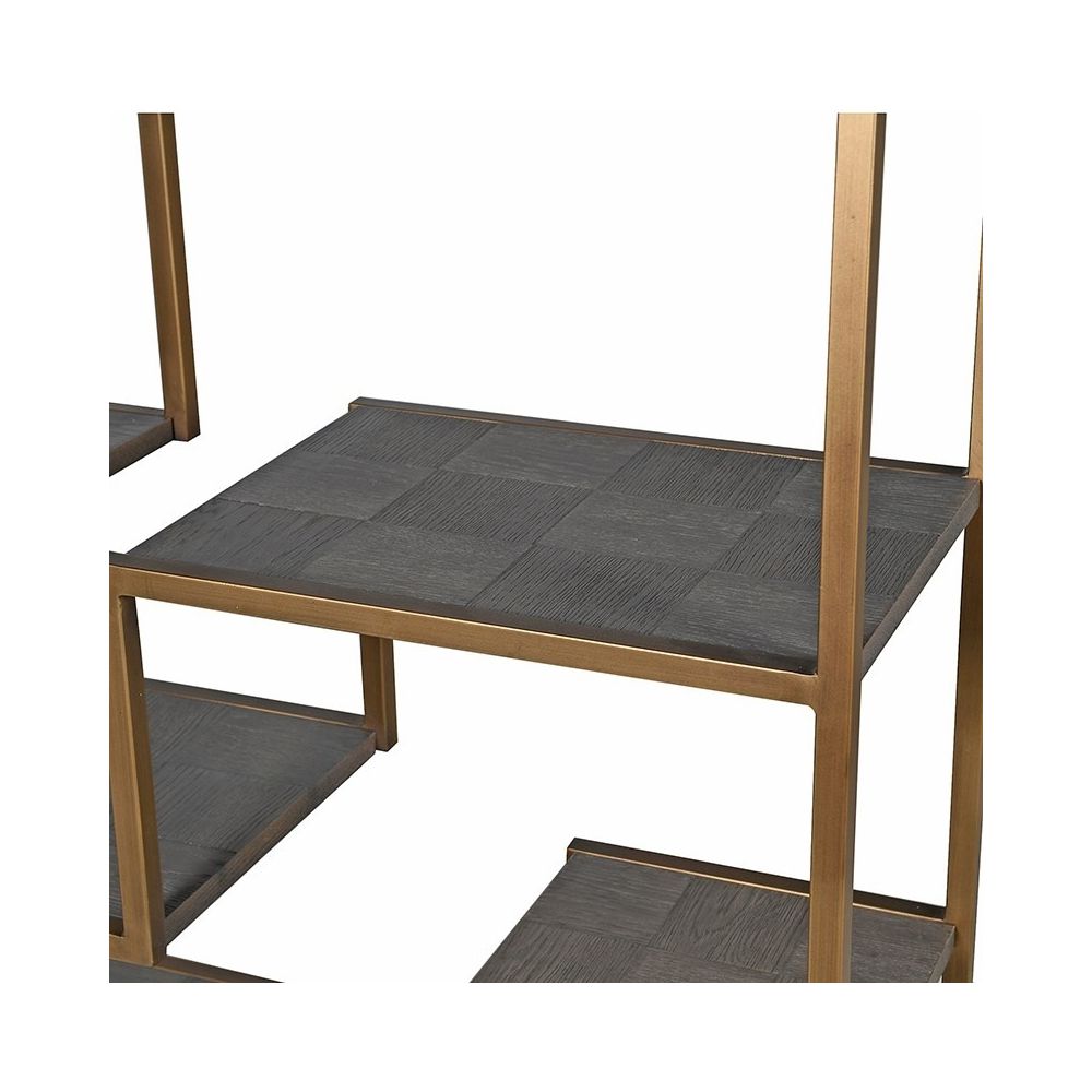 grey and gold large shelving unit