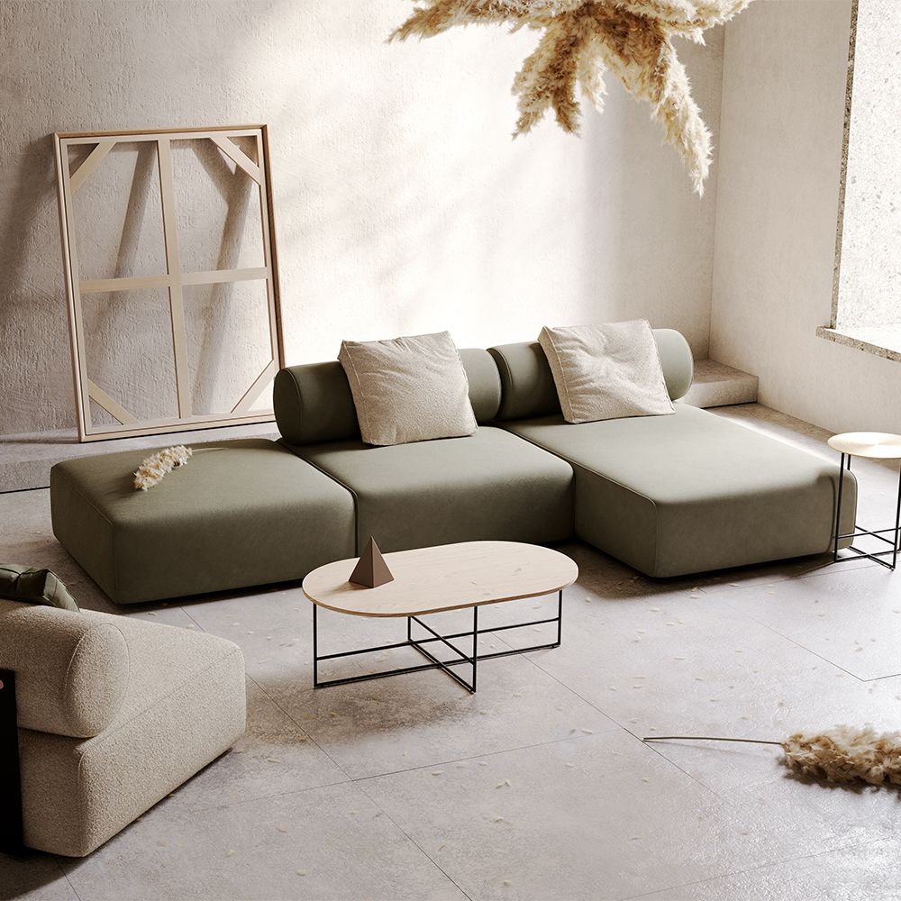 A luxury sofa with a unique, contemporary design