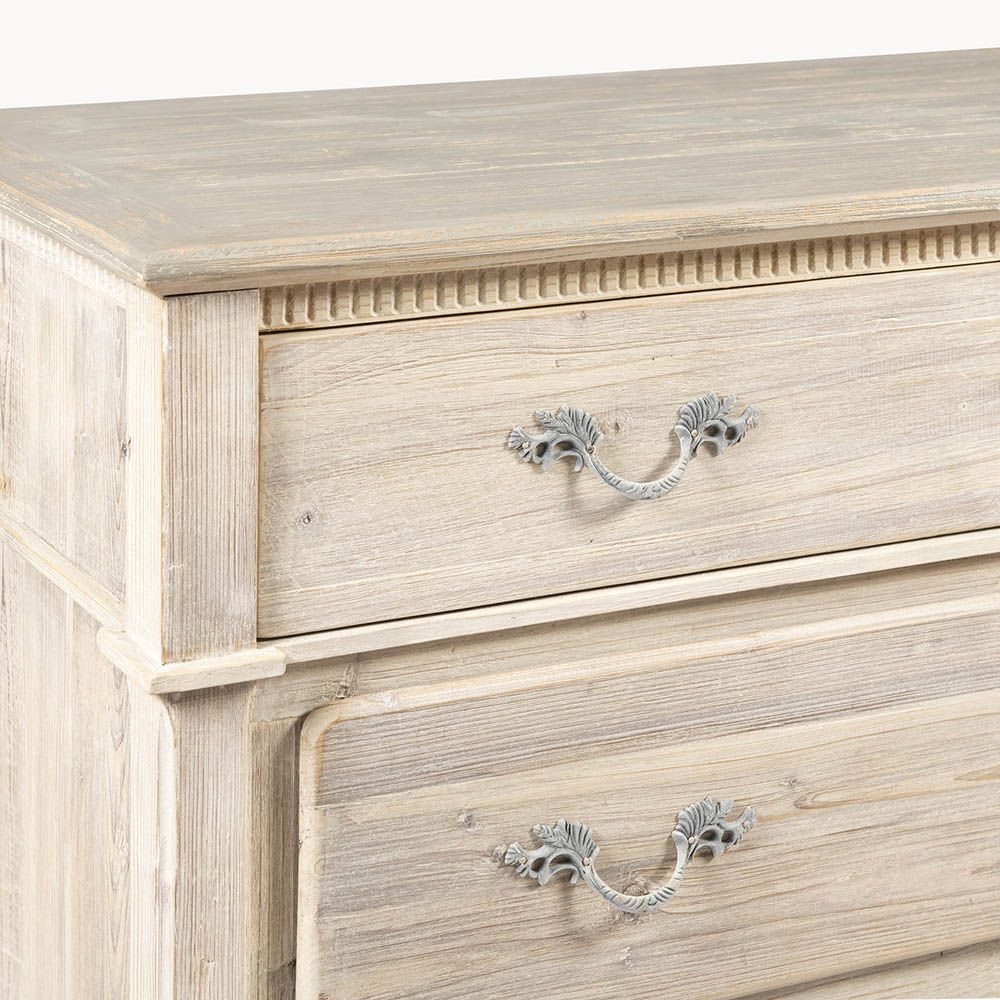 Gorgeous, farm-house inspired chest of drawers in natural reclaimed wood finish