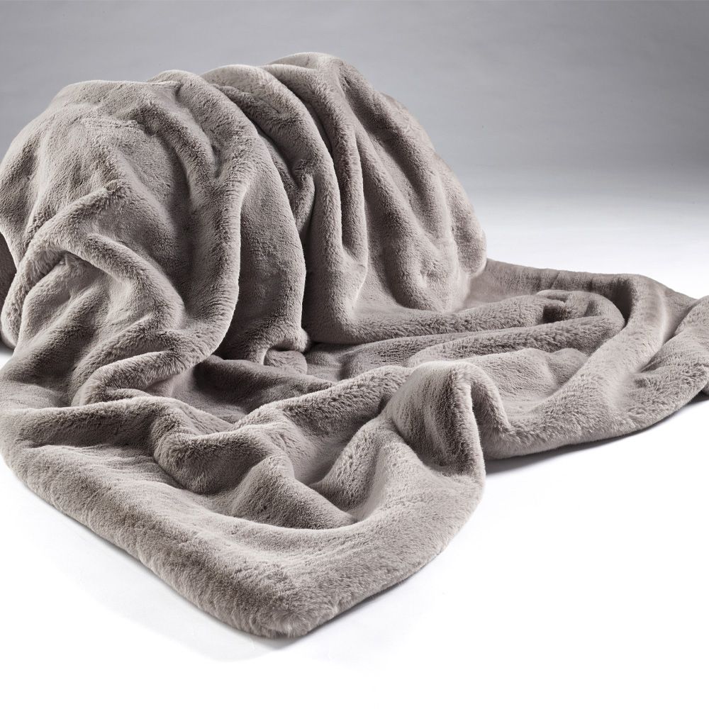 Soft Grey Faux Fur Throw Standard Throws Sweetpea & Willow