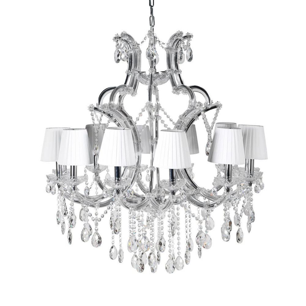 A stunning chrome and crystal glass chandelier 