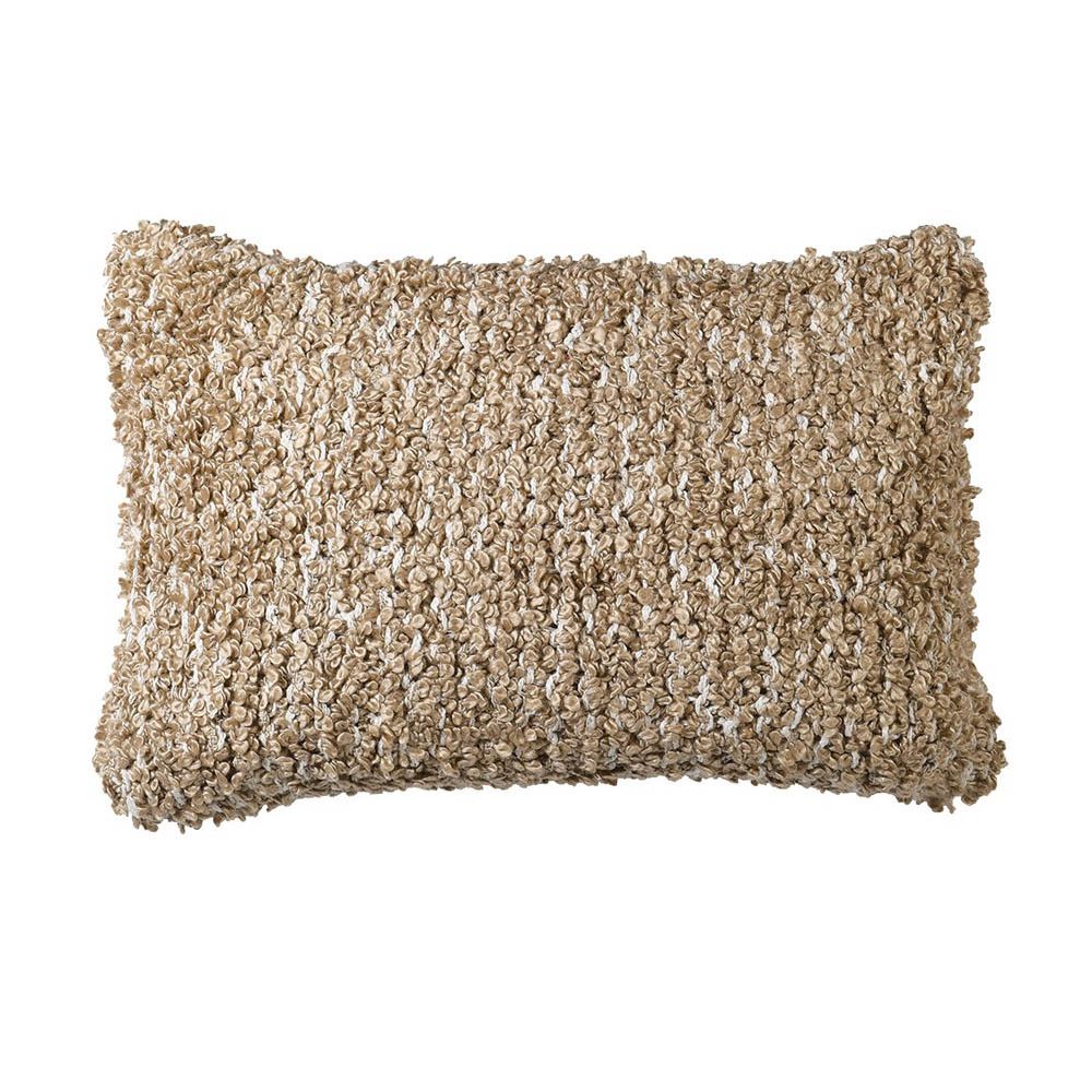 Textured boucle beige cushion