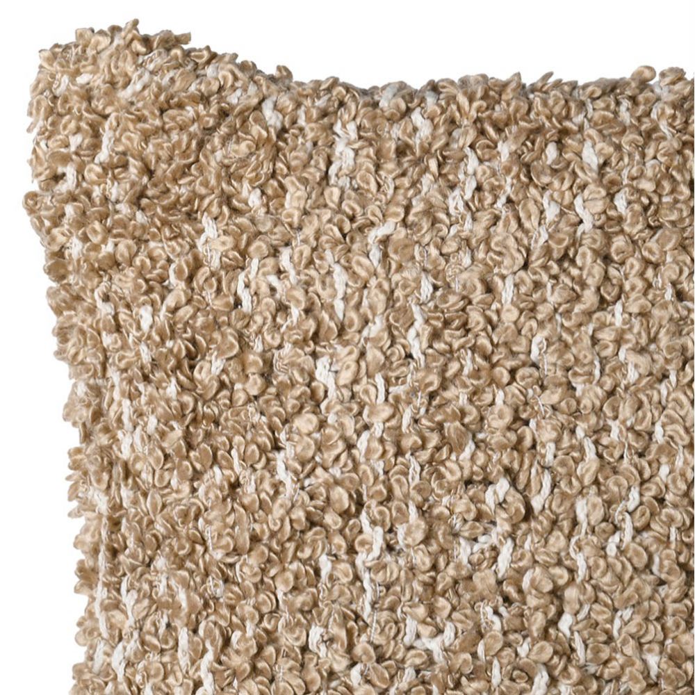 Textured boucle beige cushion