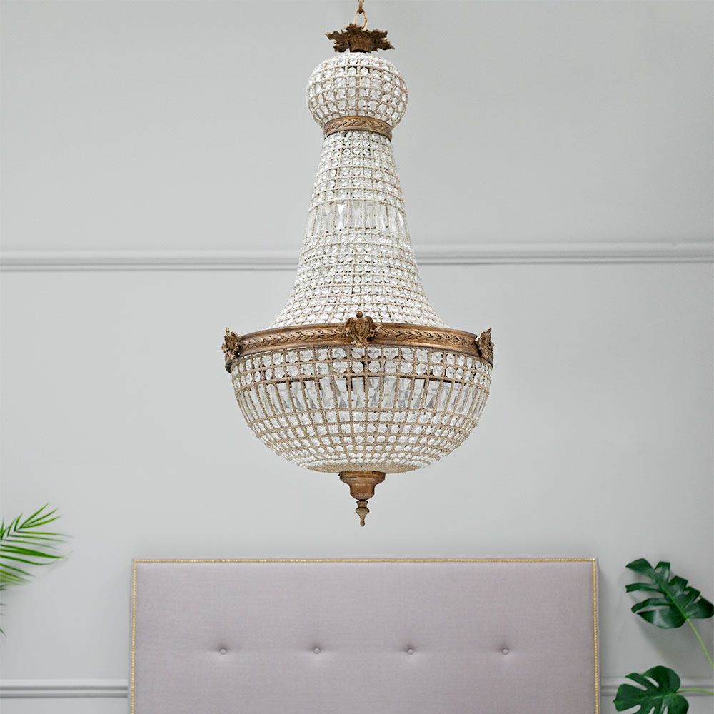 Classic statement empire shape chandelier with cut glass intertwined beading