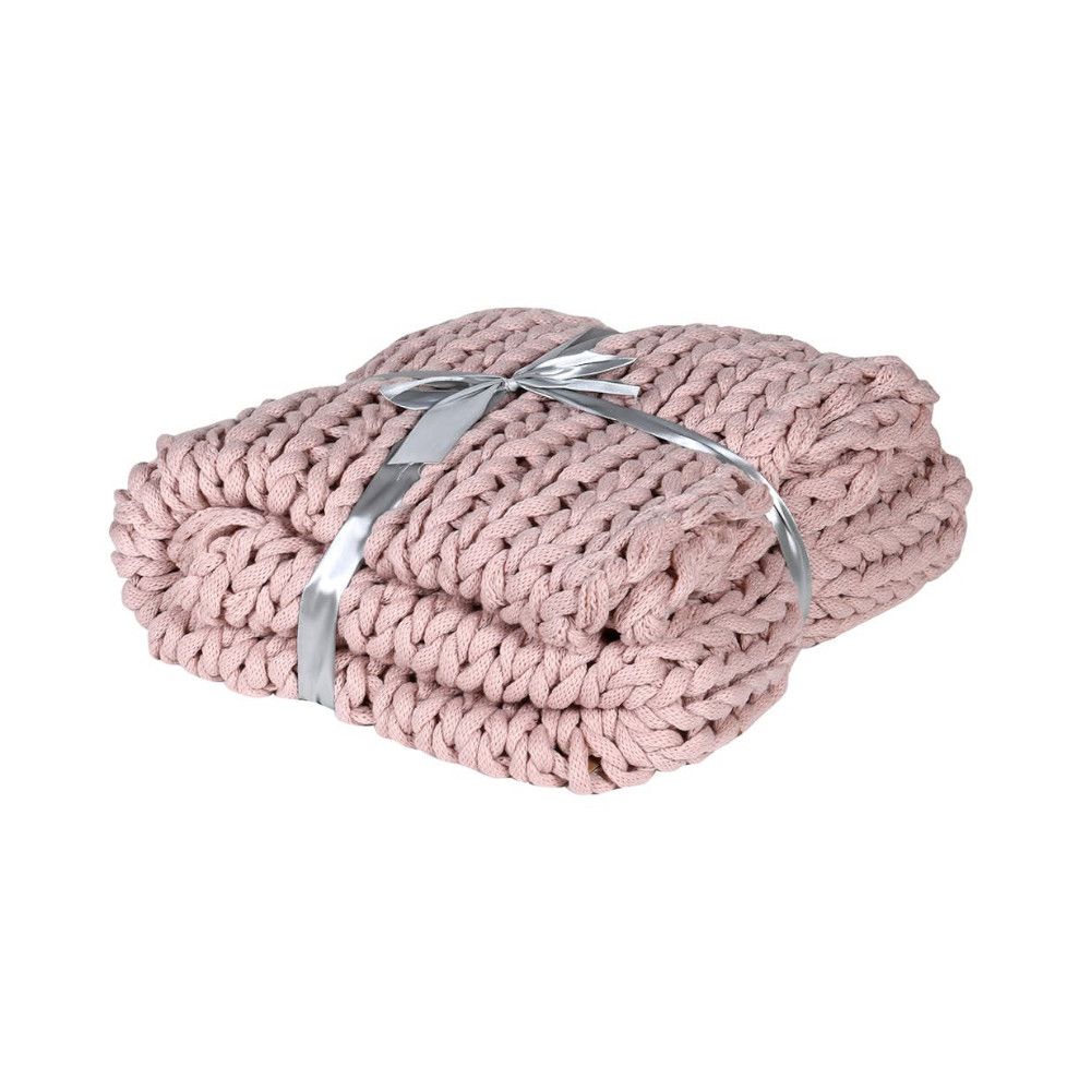 Stella Chunky Knit Throw Pink Sweetpea & Willow
