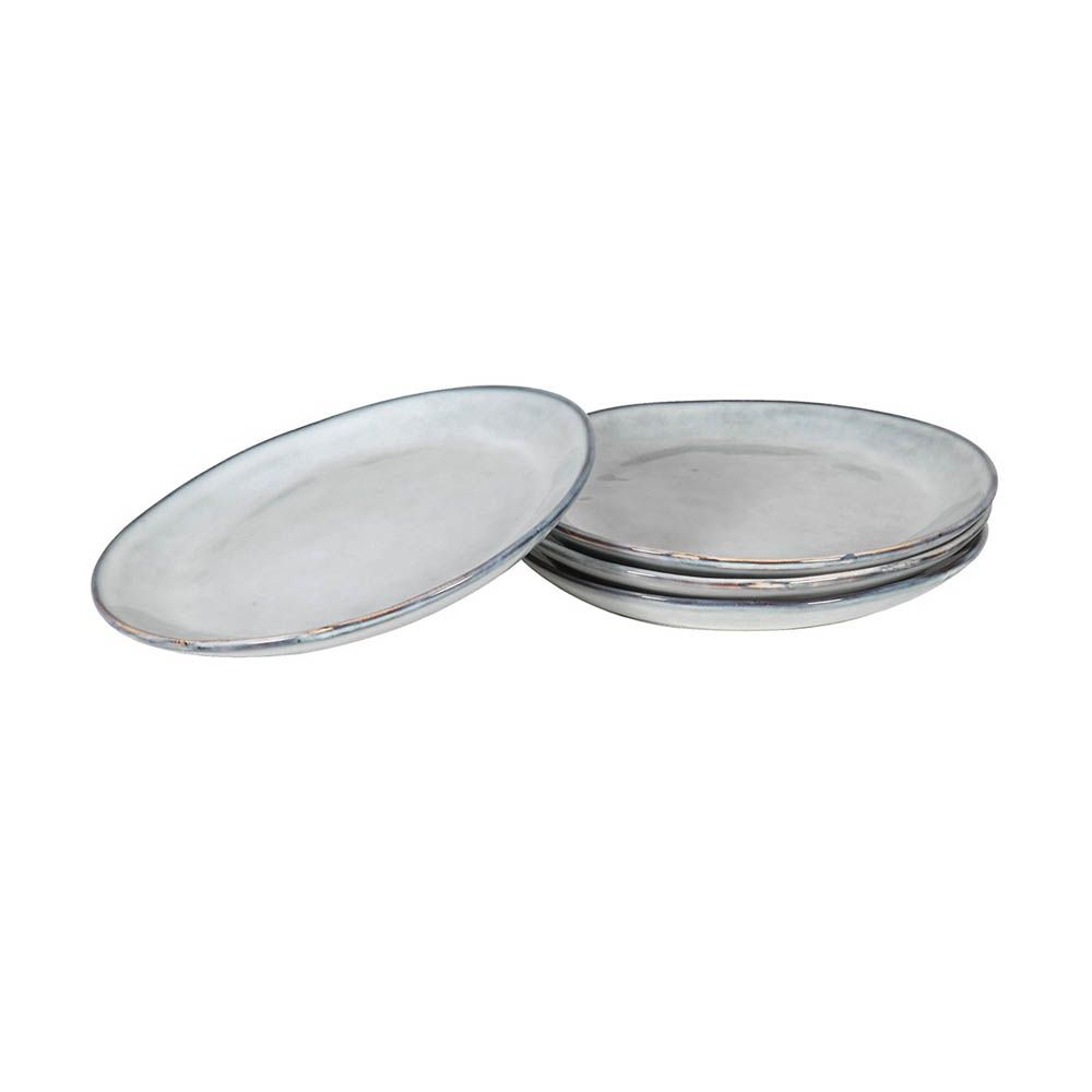 Chic and simple set of 4 side plates with dark edges