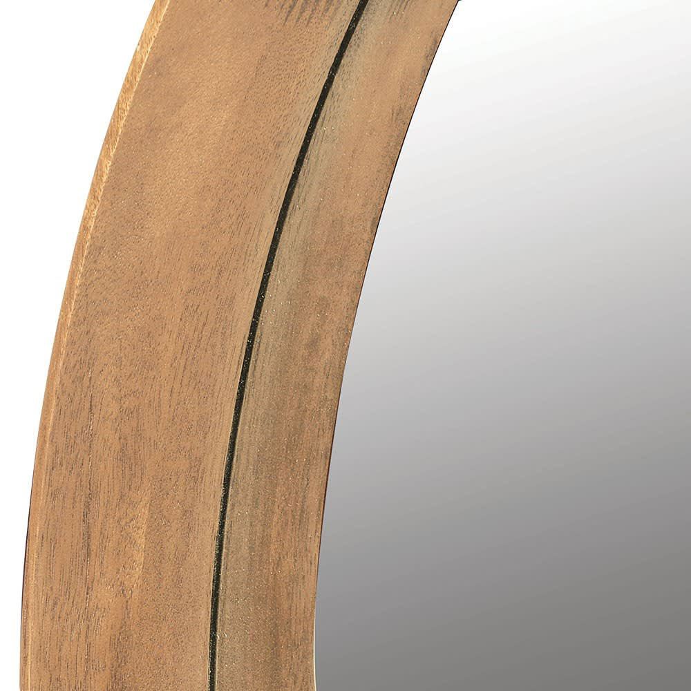 A chic, natural wood round mirror