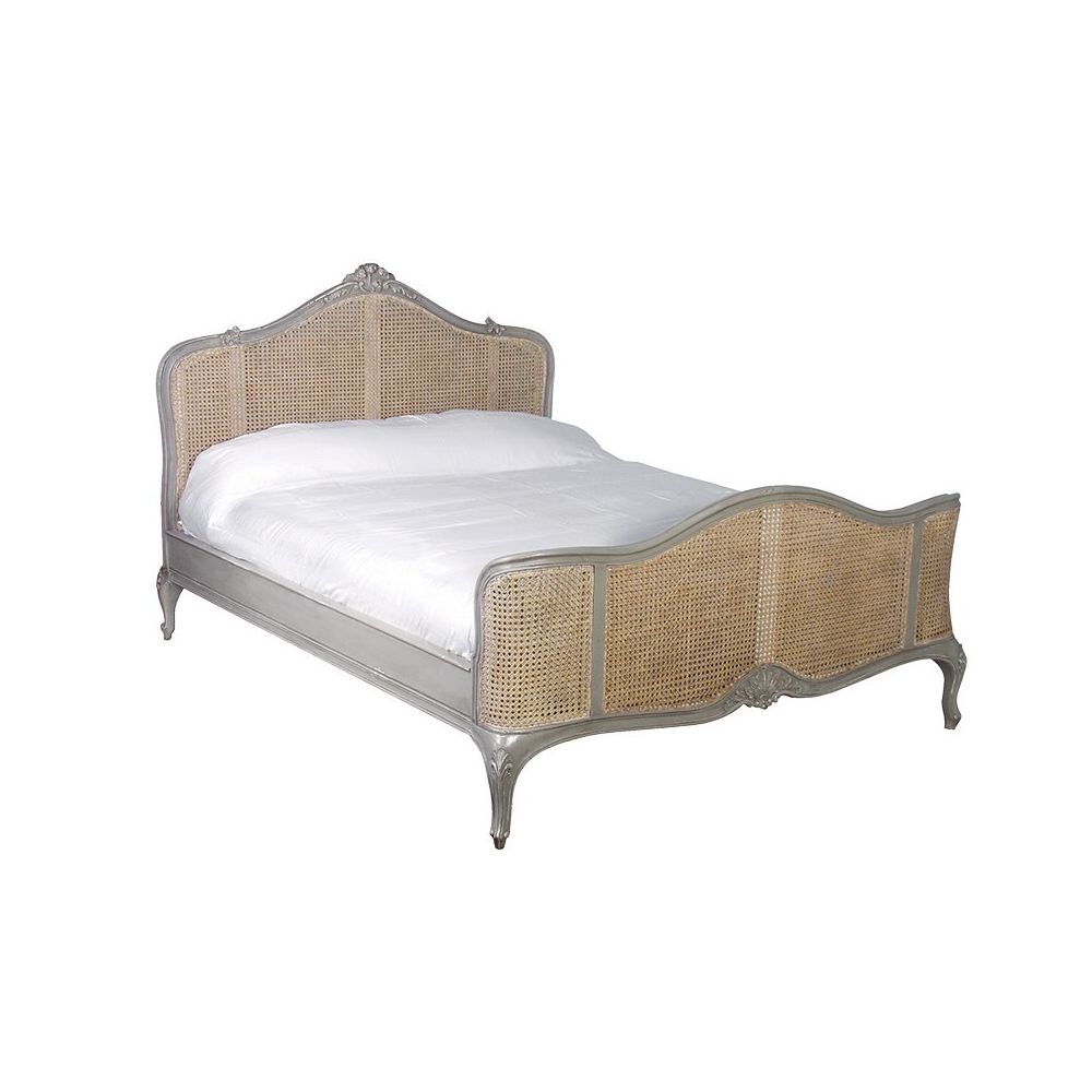French inspired, grey rattan king-size bed