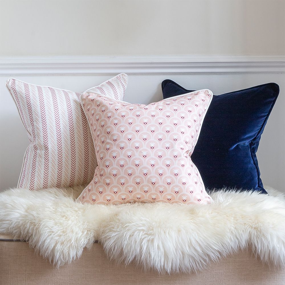 A divine dark blue velvet cushion 