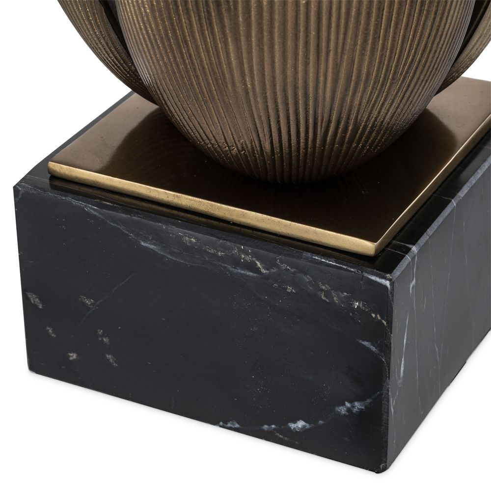 Contemporary vintage brass table lamp with black marble base