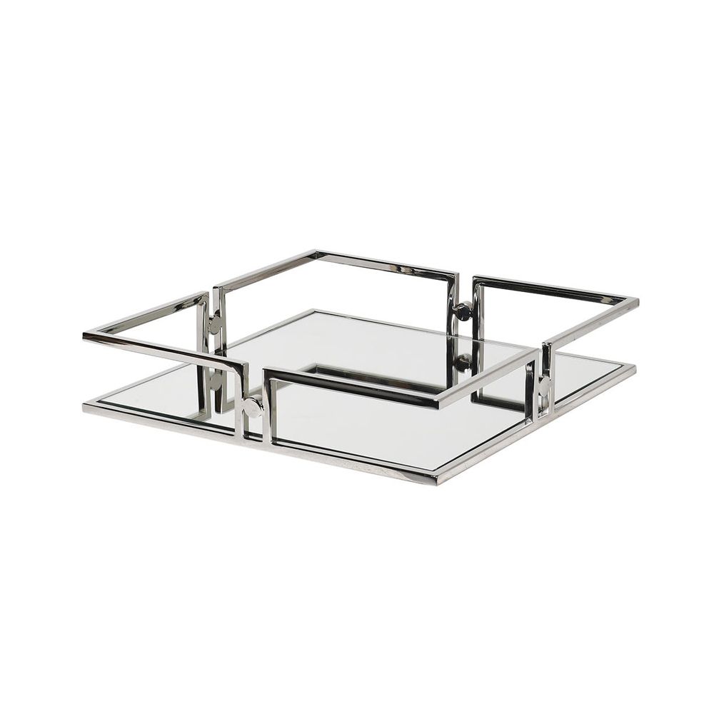 A glamorous mirrored nickel tray