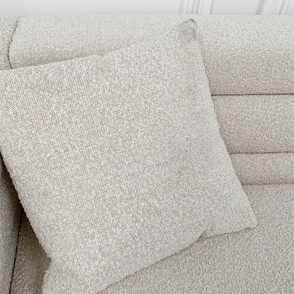 Pair of boucle cushions with some dirt marks