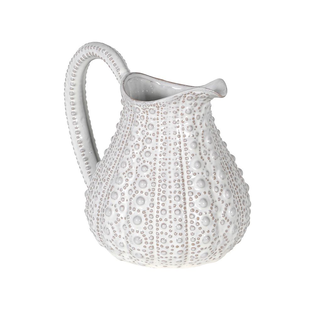 A luxury, decorative jug with a unique urchin effect pattern and white finish 