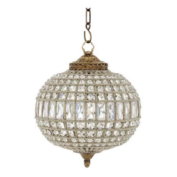 Small crystal glass oval design chandelier - Brass