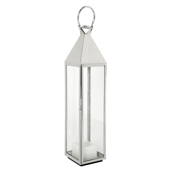 tall silver lantern candle holder