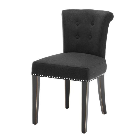 Luxury black cashmere dining chair with studding