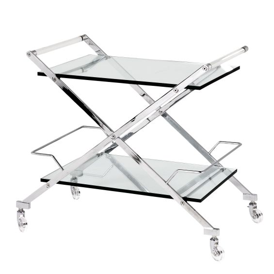 Silver stylish 2 shelf drinks trolley