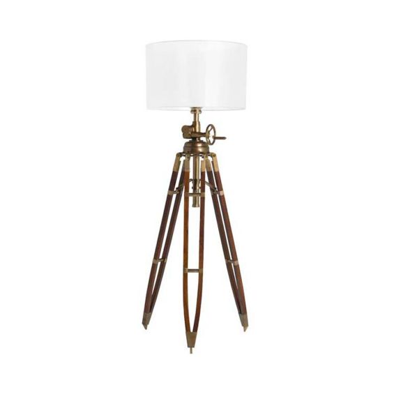 French antique style brown floor lamp with white shade