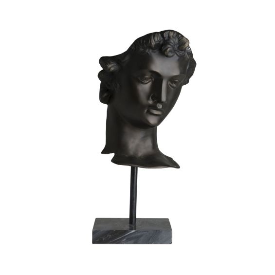 An artisanal antique bronze Grecian-inspired head sculpture 