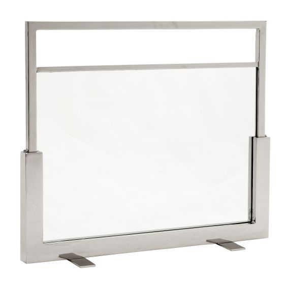 Nickel clear glass fire screen