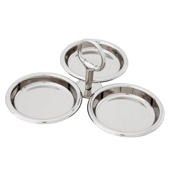 Shiny nickel 3 circular nut bowls
