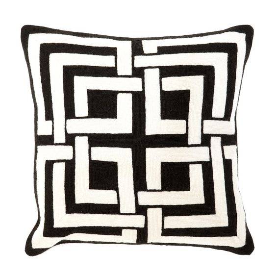 Abstract monochromatic black and white cushion