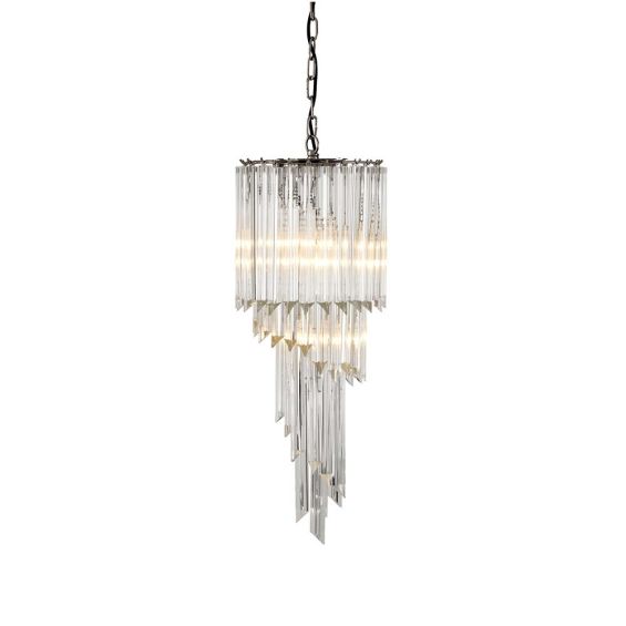 Nickel finished and tapered glass chandelier
