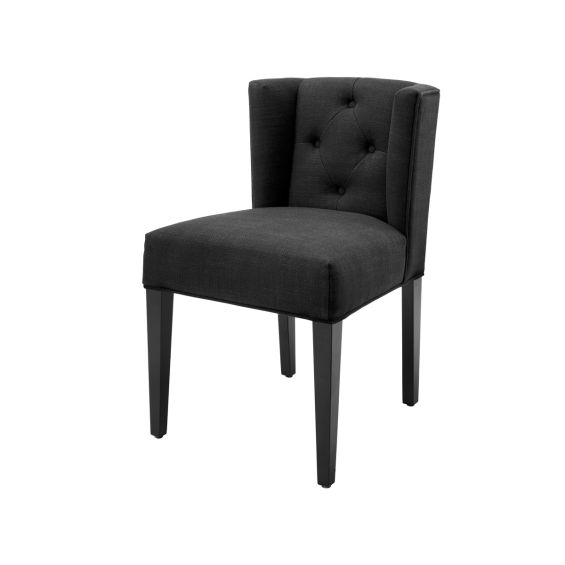 Eichholtz contemporary black linen buttoned dining chair