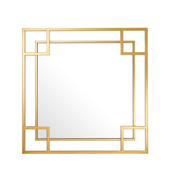 A gorgeous art deco inspired mirror in a gold finish