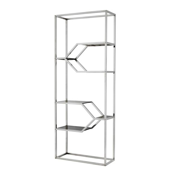 Stylish stainless steel framed cabinet with smoked glass shelves