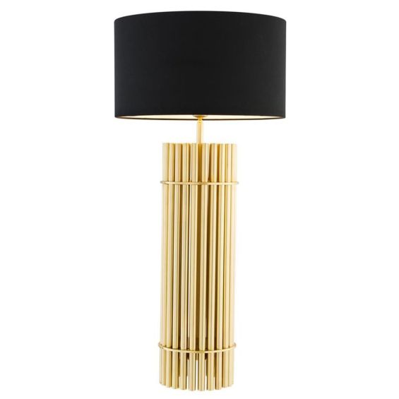 Gold bamboo style tamp lamp with black shade