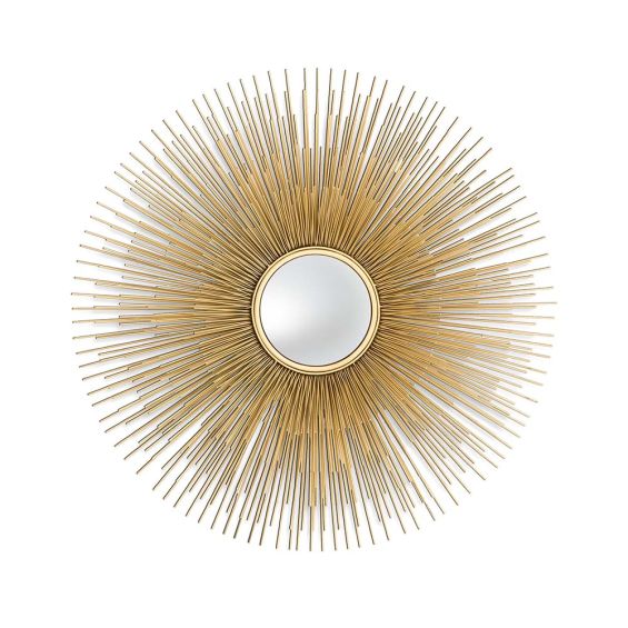 Luxurious mirror inspired by sun rays and finished in a luxurious gold colour