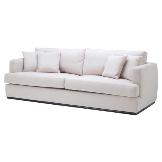 natural linen and polyester sofa with black base
