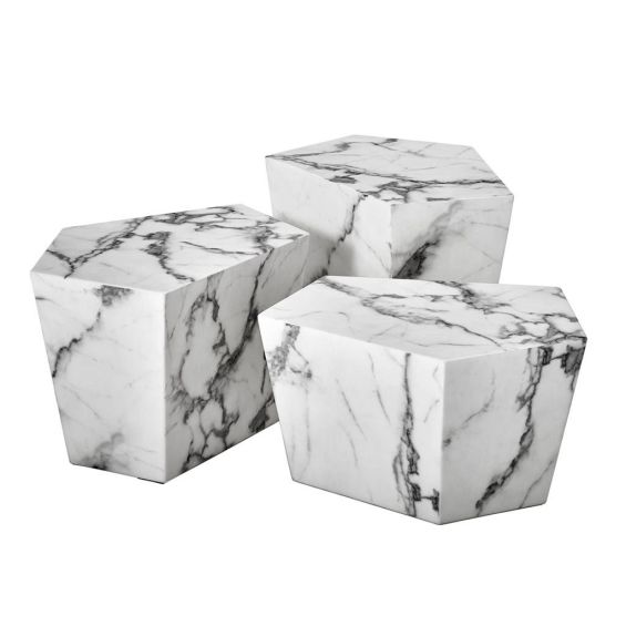Eichholtz Prudential Coffee Table - White Marble Set of 3 