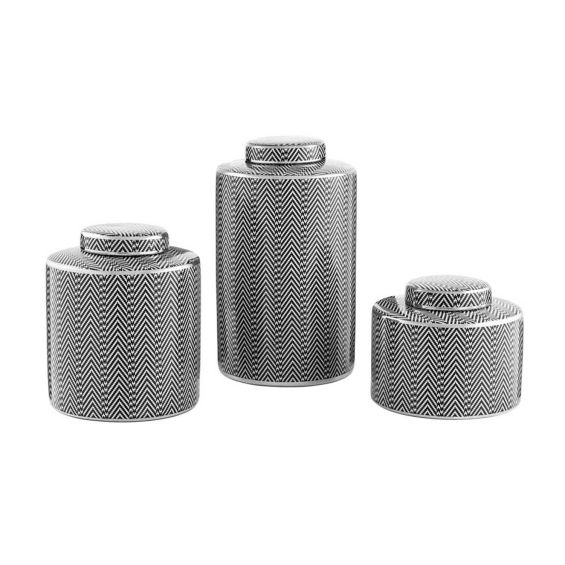 Black and white ceramic decorative vase set